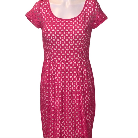 BETSEY JOHNSON HOT PINK CROCHET DRESS - Picture 1 of 9